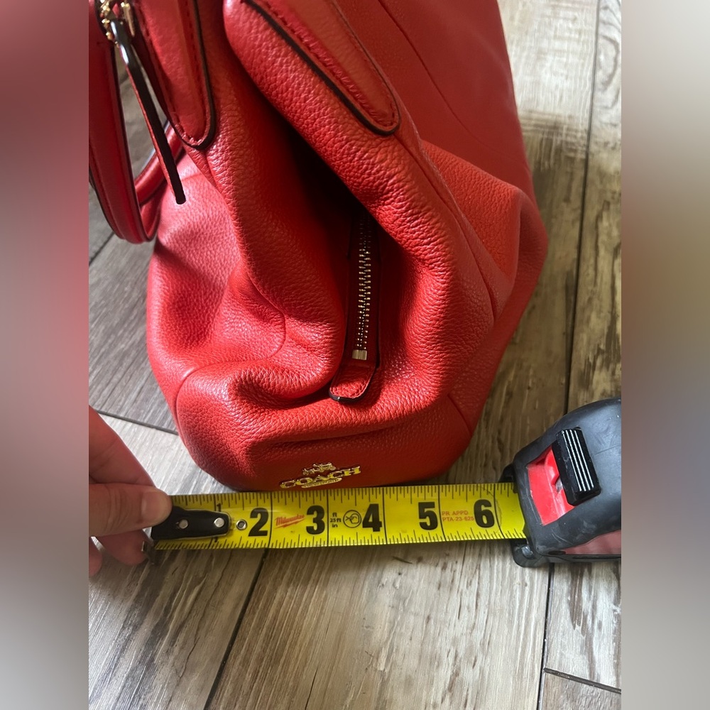 COACH Madison Phoebe Tumbled Cardinal Red Leather 3 Section Shoulder Bag - Picture 16 of 16